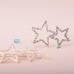 Star Rhinestone Hair Clip Silvery Metal Side Clip Hair Accessories For Women