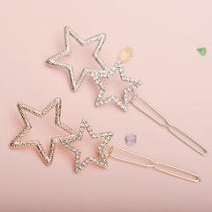 Star Rhinestone Hair Clip Silvery Metal Side Clip Hair Accessories For Women