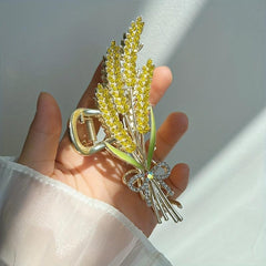 Metal Barley Hair Clip with Rhinestone Back Head Updo Headwear