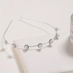 Faux Pearl Rhinestone Headband Style Head Hoop Alloy Hair Band