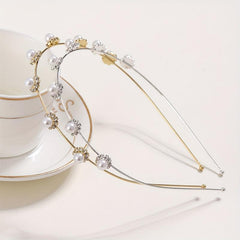 Faux Pearl Rhinestone Headband Style Head Hoop Alloy Hair Band