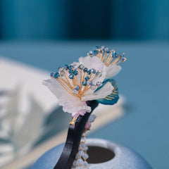 Antique Headdress Wooden Hairpin Beaded Tassel Dress Up Hairpin