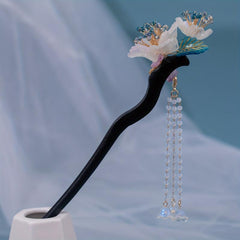 Antique Headdress Wooden Hairpin Beaded Tassel Dress Up Hairpin