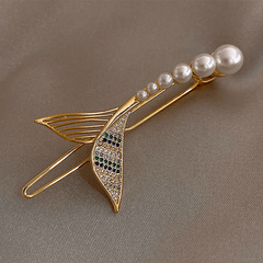 Mermaid Shaped Hair Clip Rhinestone Barrette for Women Girls
