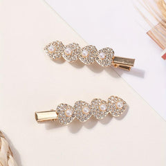 Glitter Heart Hair Clip Bobby Pin Barrette Rhinestone Faux Pearl Hair Slides