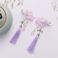 Chinese Hanfu Flower Headdress Tassel Butterfly Girl Fa