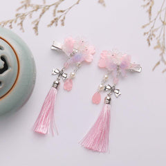 Chinese Hanfu Flower Headdress Tassel Butterfly Girl Fa