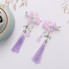 Chinese Hanfu Flower Headdress Tassel Butterfly Girl Fa
