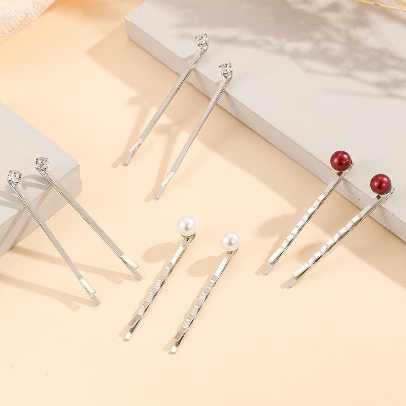 Rhinestone Faux Pearl Hair Clip Bobby Pin Side Clip Head Jewelry