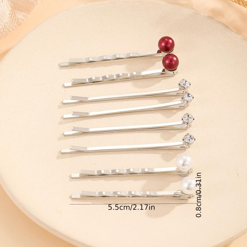 Rhinestone Faux Pearl Hair Clip Bobby Pin Side Clip Head Jewelry