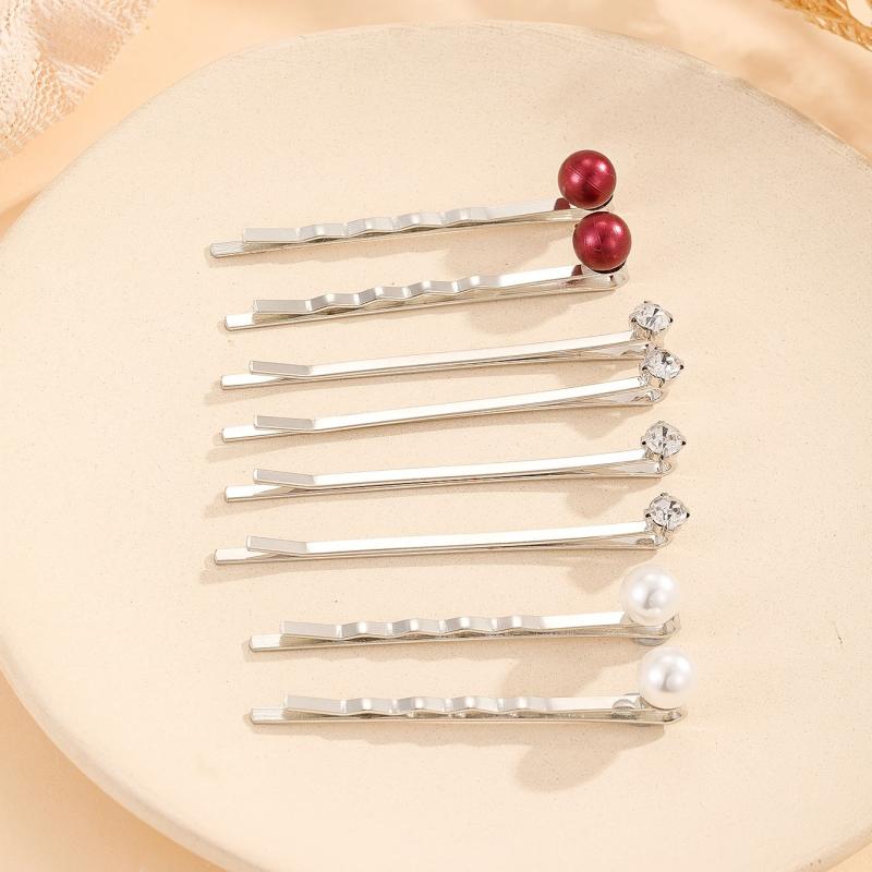 Rhinestone Faux Pearl Hair Clip Bobby Pin Side Clip Head Jewelry