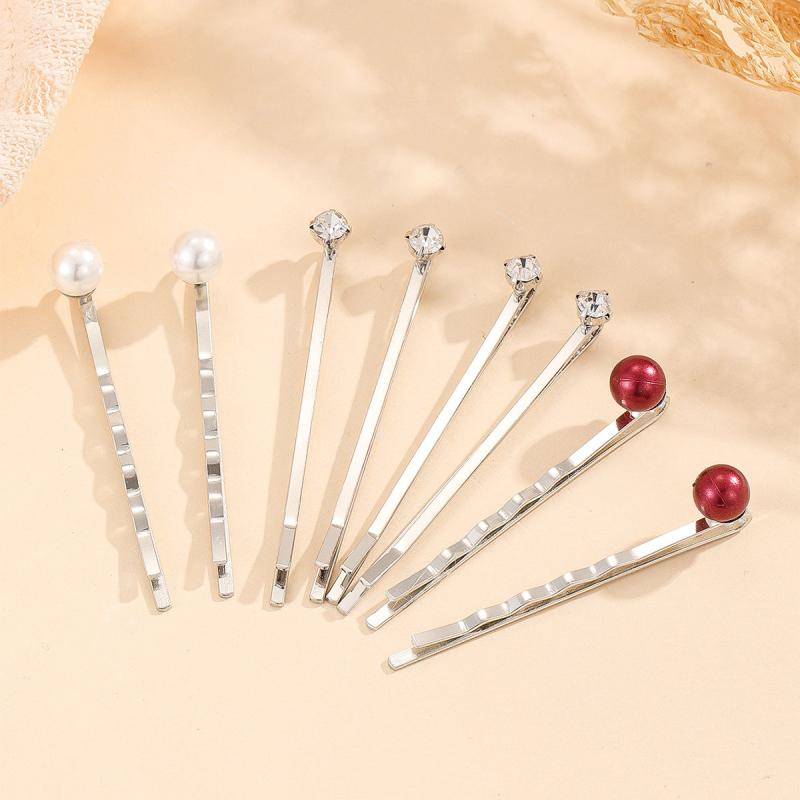 Rhinestone Faux Pearl Hair Clip Bobby Pin Side Clip Head Jewelry