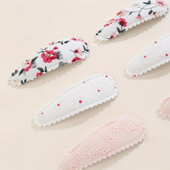 6pcs Floral Printed Hair Clip For Side Hair Bang Braids