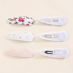6pcs Floral Printed Hair Clip For Side Hair Bang Braids