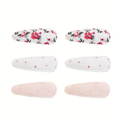 6pcs Floral Printed Hair Clip For Side Hair Bang Braids