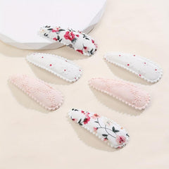 6pcs Floral Printed Hair Clip For Side Hair Bang Braids