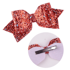 Sequins Bow Hair Clip Duckbill Barrette PU Leather Hair Slides Clip