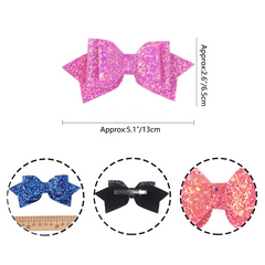 Sequins Bow Hair Clip Duckbill Barrette PU Leather Hair Slides Clip