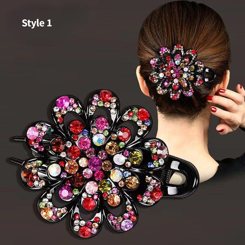 Colorful Rhinestone Hairclip Flower Claw Crystal Headwear Hair Accessories