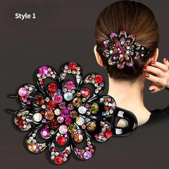 Colorful Rhinestone Hairclip Flower Claw Crystal Headwear Hair Accessories