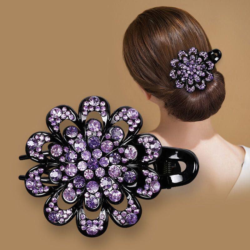 Colorful Rhinestone Hairclip Flower Claw Crystal Headwear Hair Accessories
