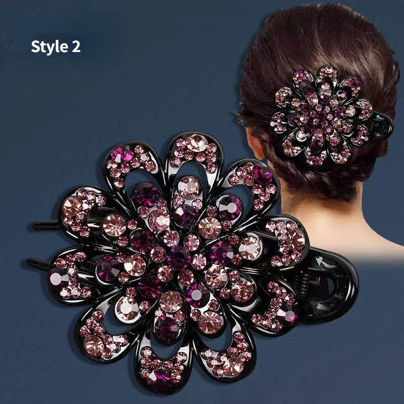 Colorful Rhinestone Hairclip Flower Claw Crystal Headwear Hair Accessories