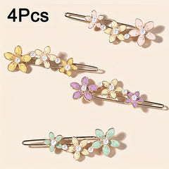 4pcs Flower Hair Pin Clip Summer Barrette Hair Slides Clip