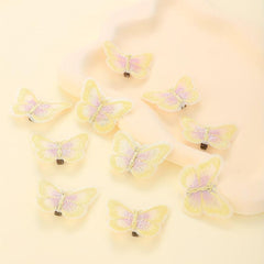 10pcs Yellow Butterfly Hair Clip Embroidered Duck Billed Clip for Women Girls