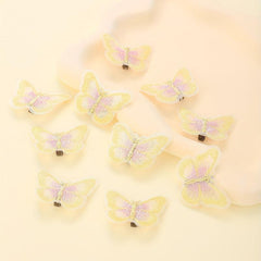 10pcs Yellow Butterfly Hair Clip Embroidered Duck Billed Clip for Women Girls