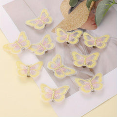 10pcs Yellow Butterfly Hair Clip Embroidered Duck Billed Clip for Women Girls