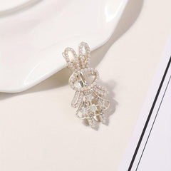 Rabbit Hair Clip Faux Pearl Rhinestone Decor Duck Billed Clip Alloy Hair Clip