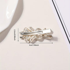Rabbit Hair Clip Faux Pearl Rhinestone Decor Duck Billed Clip Alloy Hair Clip