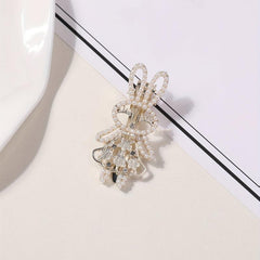 Rabbit Hair Clip Faux Pearl Rhinestone Decor Duck Billed Clip Alloy Hair Clip