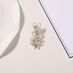 Rabbit Hair Clip Faux Pearl Rhinestone Decor Duck Billed Clip Alloy Hair Clip