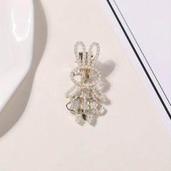 Rabbit Hair Clip Faux Pearl Rhinestone Decor Duck Billed Clip Alloy Hair Clip