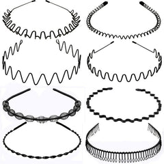 8pcs Metal Headband Hair Hoop Non Slip Wave Comb Hair Hoop Hairband