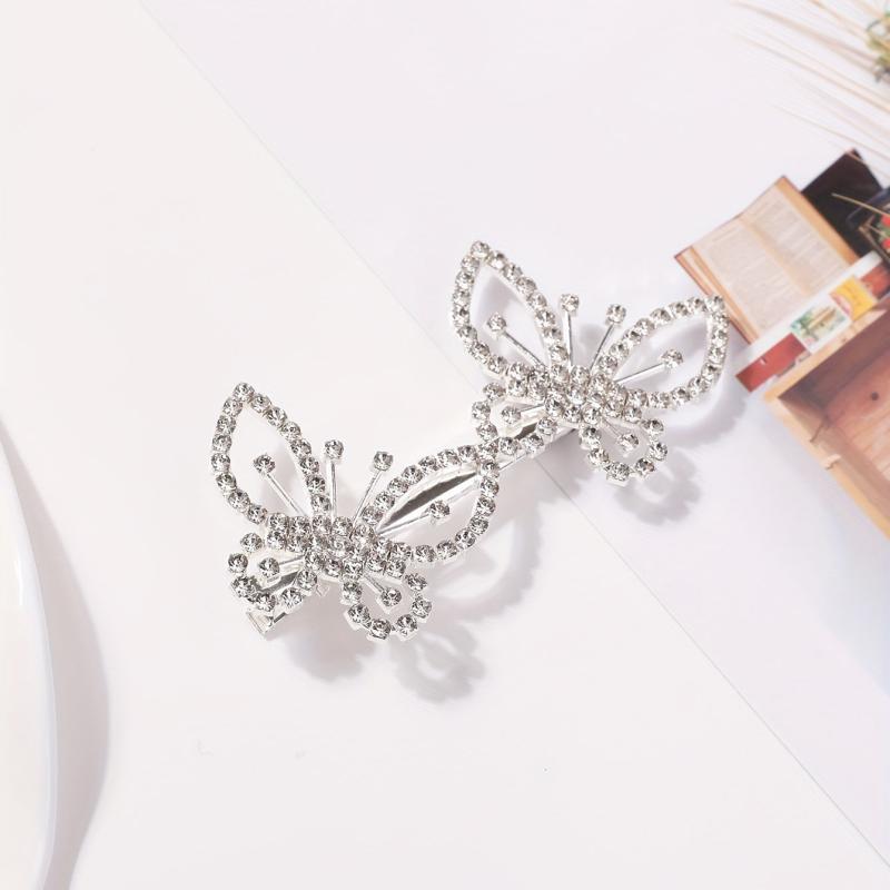 Rhinestone Butterfly Hair Clip Barrette Hair Slides Clip for Women Girls