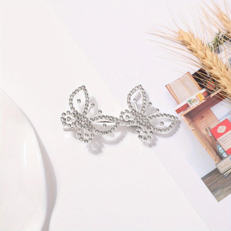 Rhinestone Butterfly Hair Clip Barrette Hair Slides Clip for Women Girls