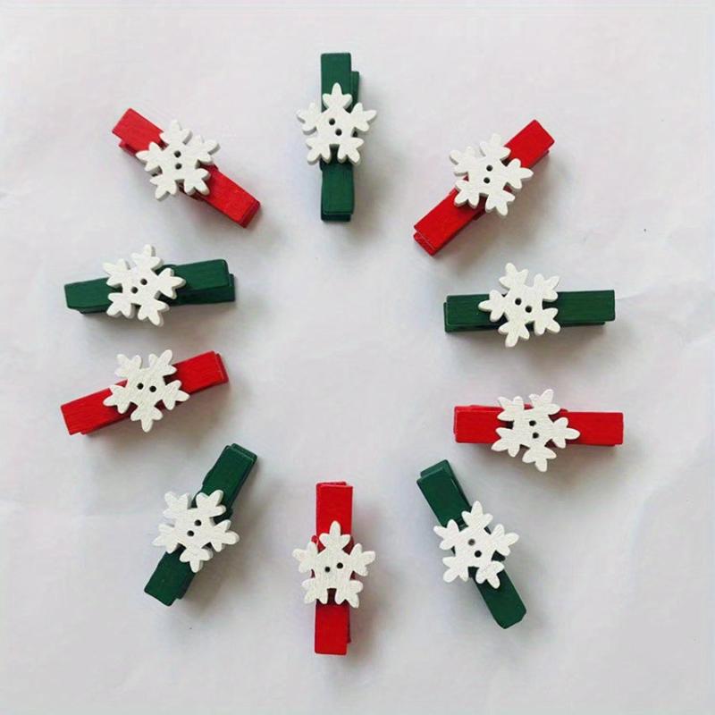 Snowflake Wooden Clips Party Photo Wall Clip DIY Ornaments Xmas Tree Christmas