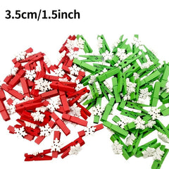 Snowflake Wooden Clips Party Photo Wall Clip DIY Ornaments Xmas Tree Christmas