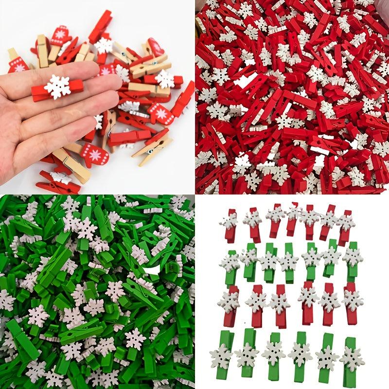 Snowflake Wooden Clips Party Photo Wall Clip DIY Ornaments Xmas Tree Christmas