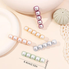 5pcs Faux Pearl Hair Clip Duckbill Clip Barrette Hair Slides Non Slip Decoration