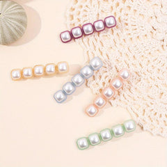 5pcs Faux Pearl Hair Clip Duckbill Clip Barrette Hair Slides Non Slip Decoration