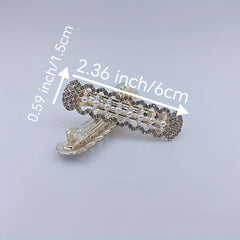 Geometric Hair Clip French Barrette Faux Pearl Rhinestone Hairpin