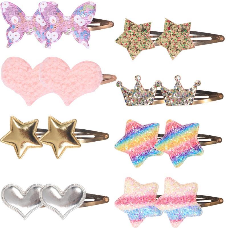 Small Colored Hair Clips Star Heart Shaped Hair Pins