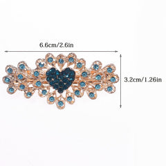 Sparkly Flower Peacock Hair Barrettes Crystal Hair Clips
