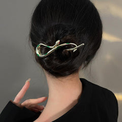 Green Snake Twisting Clip Punk Metal Headwear Hair Accessories For Women