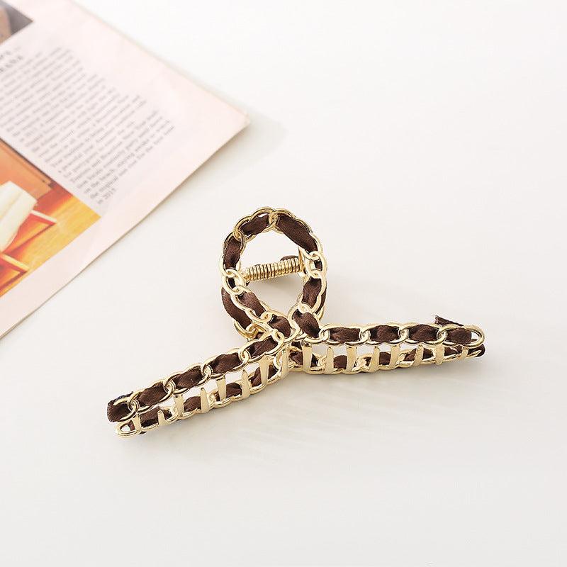Metal Chain Hair Claw Clips Golden Non Slip Strong Grip Jaw Clip Thick Hair