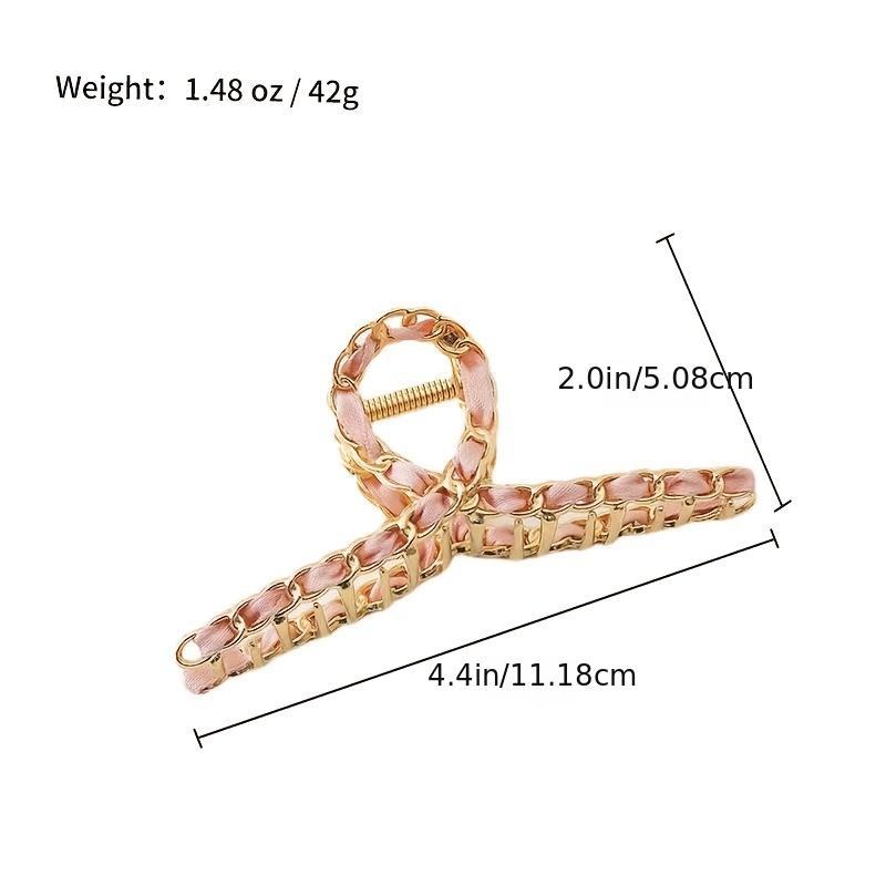 Metal Chain Hair Claw Clips Golden Non Slip Strong Grip Jaw Clip Thick Hair