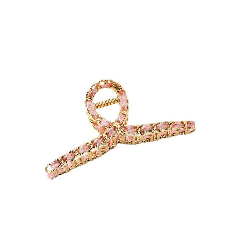 Metal Chain Hair Claw Clips Golden Non Slip Strong Grip Jaw Clip Thick Hair